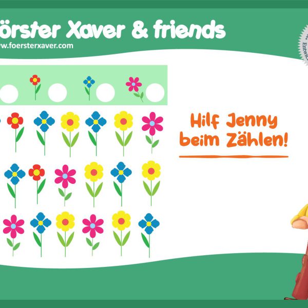Hilf Jenny beim Zählen Blumen 2